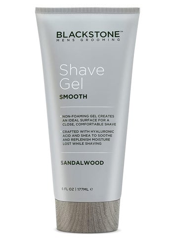 BLACKSTONE Blackstone Mens Grooming Smooth Shave Gel  Non Foaming for a Smooth Comfortable Shave  Hyaluronic Acid Shea Peppermint  Tea Tree  Cool Soothe  Replenish Moisture  Sandalwood Scent 6 oz 