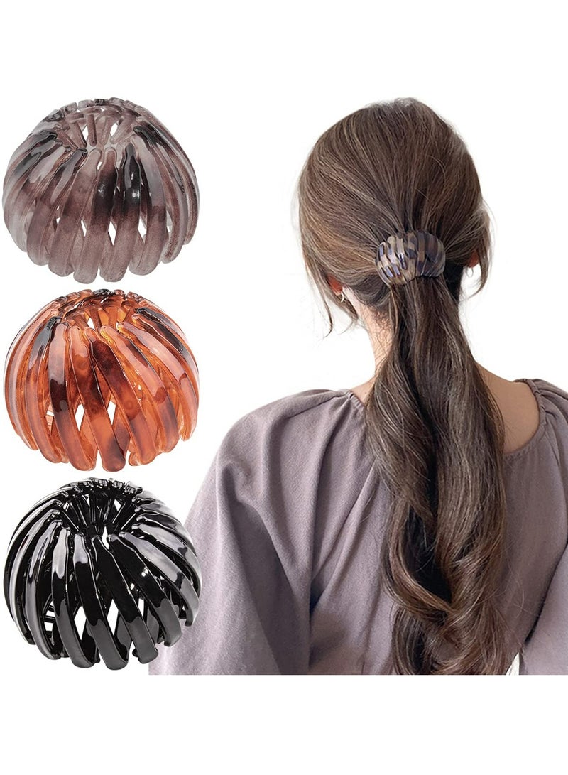 أوزيغالور 3 قطع مشبك صانع الكعكة، مشابك شعر على شكل عش طائر، مشابك شعر على شكل ذيل حصان، مشابك شعر بمشبك مخلب للنساء والفتيات - Image 1