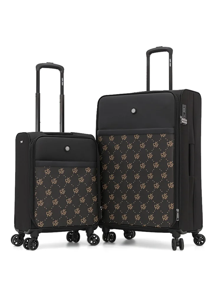 دكني طقم حقائب سفر  قطعتين بعجلات دوارة خفيف الوزن وقابل للتوسيع