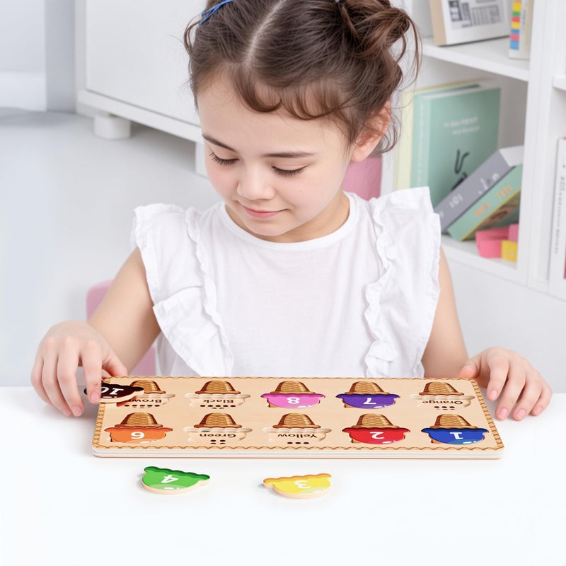 zhiwuzhu Wooden Puzzles for Toddlers,Montessori Toys,Preschool Learning Activities,Peg Puzzle with Ice Cream Shape and Color Number Matching Educational Toys - Image 5