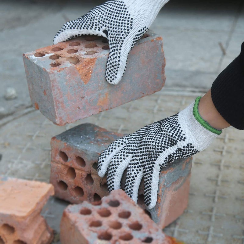 Evridwear Cotton Polyester String Knit Shell Safety Protection Work Gloves For Painter Mechanic Industrial Warehouse Gardening Construction Men & Women 12 Pairs  With Two Side Dots  Xl Size - Image 5