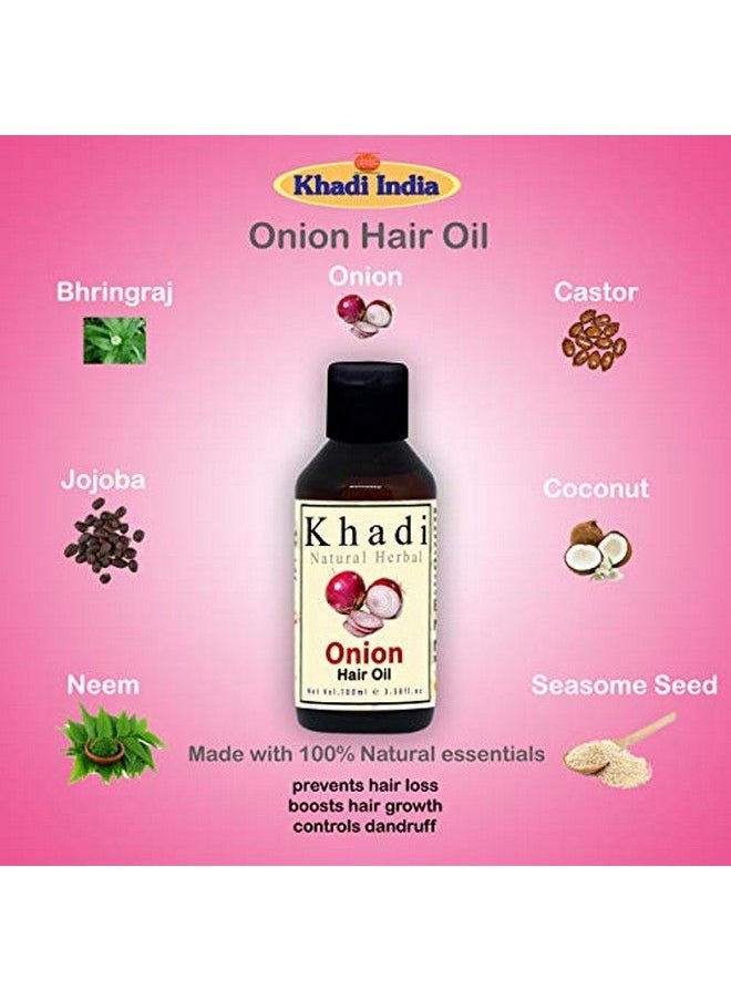Khadi Natural Herbal - Red Onion Hair Oil For Hair Growth With Pure Coconut Jojoba Sesame Seed Neem Oil Contol Hair Lossthinningdandruff And Promotes Hair Growth 100Ml (Pack Of 1) - Image 1