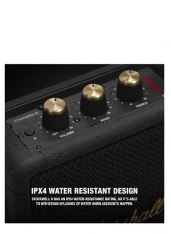 Marshall Stockwell II Portable Bluetooth Speaker, Black and Brass - Image 4