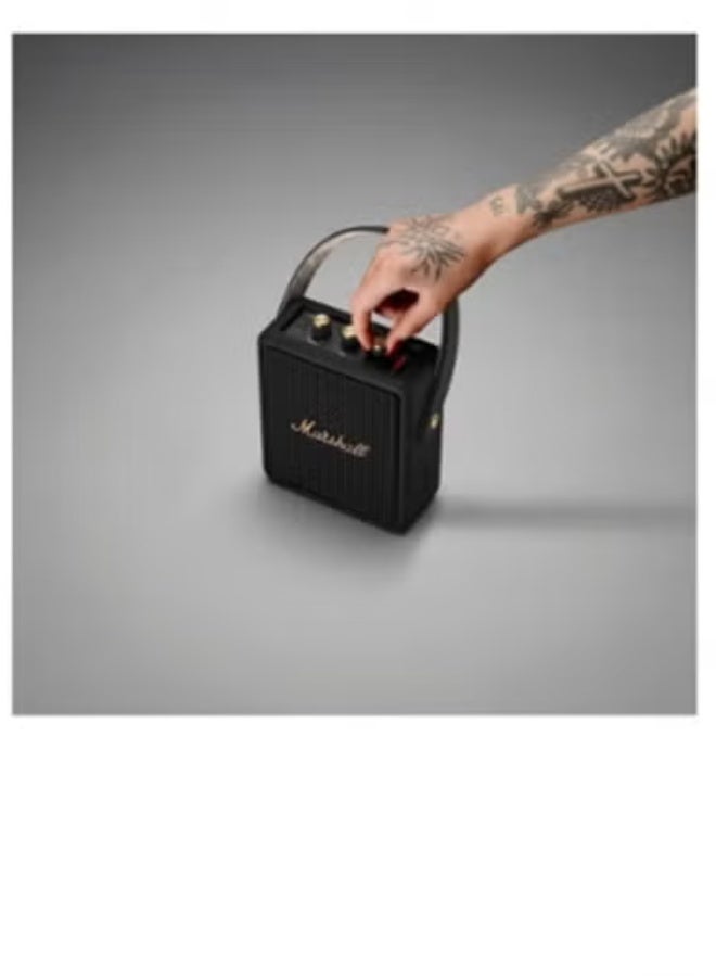 Marshall Stockwell II Portable Bluetooth Speaker, Black and Brass - Image 2