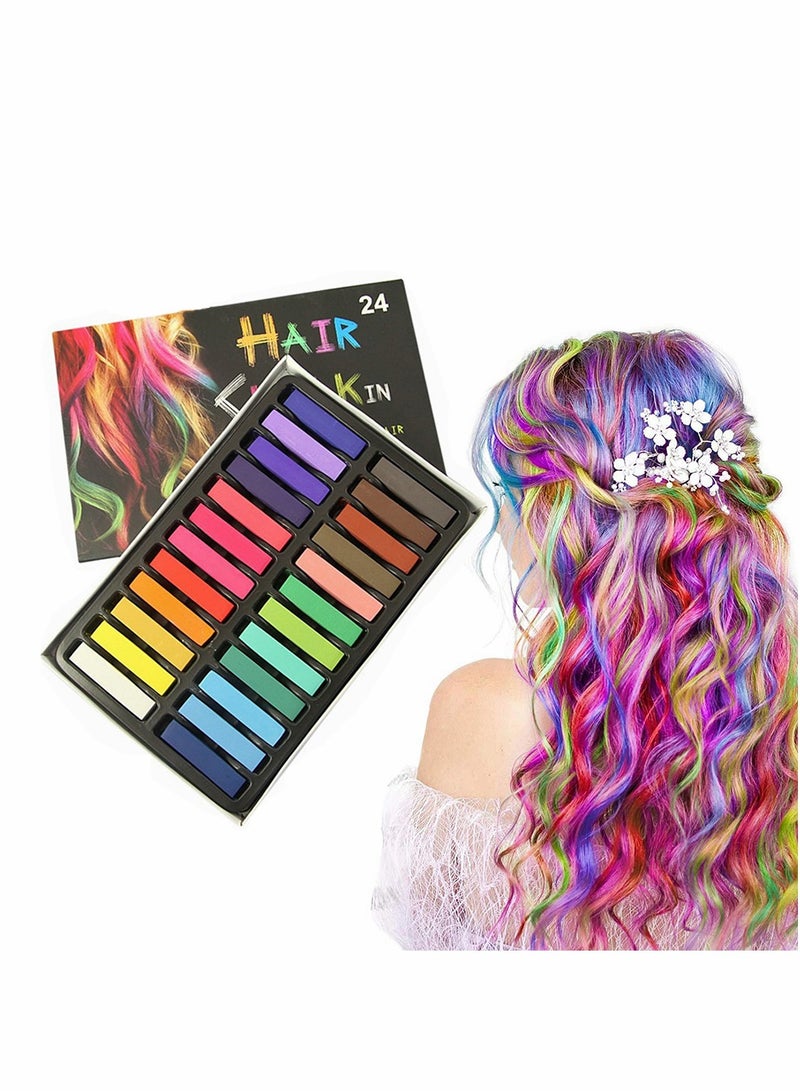 24 Piece Temporary Hair Chalks Kit Hair Chalk Dye for Girls for Parties Birthday Cosplay - Image 1