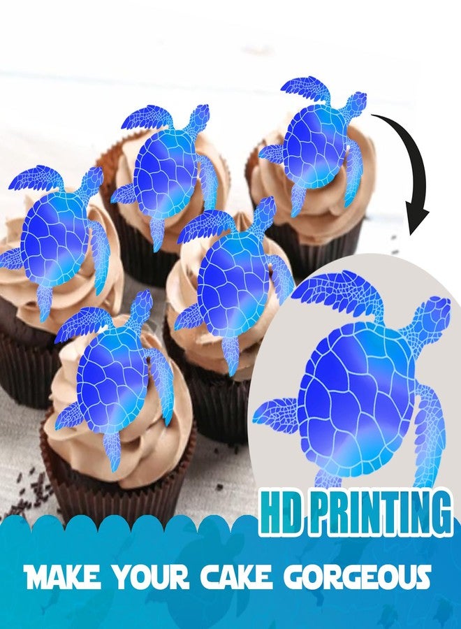 LETLIMIT 18 قطعة من زينة كب كيك الحلوى على شكل سلحفاة زرقاء لامعة، مستلزمات ديكور لحفلات استقبال المولود الجديد، وحفلات أعياد الميلاد السعيدة، وحفلات الزفاف، والذكرى السنوية - Image 3