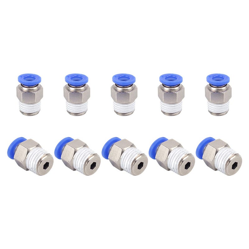 SNS 1/4"Tube OD x 1/4 NPT Male Straight Nickel Plated Brass Push to Connect Pneumatic Fittingsï¼ˆ10 PCSï¼‰ SPC1/4-02NPTBE