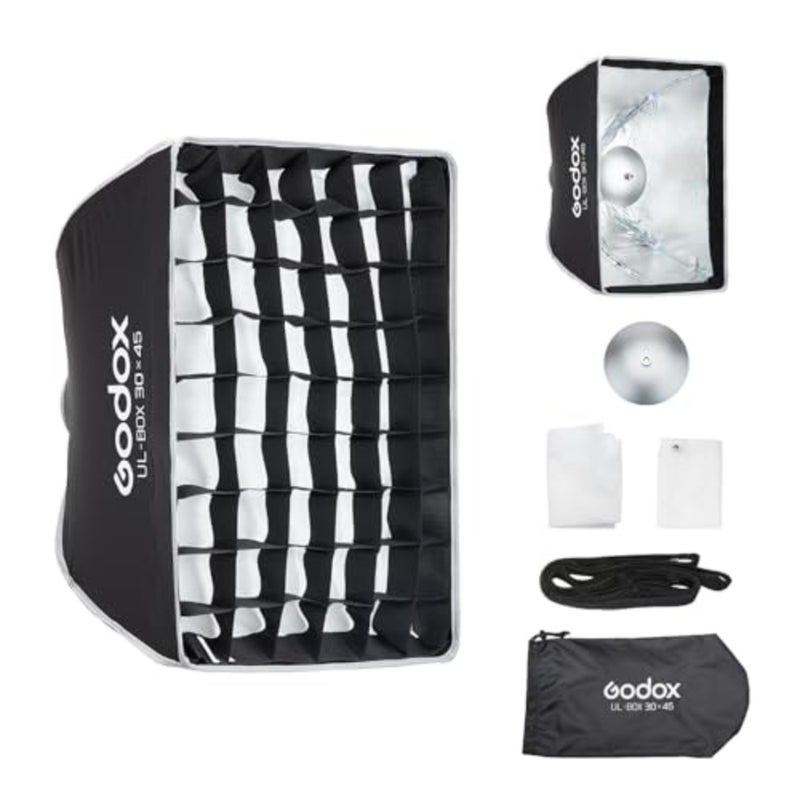 UL-Series Softbox مقاس 12 بوصة × 18 بوصة / 30 × 45 سم مستطيلة سريعة الإصدار مظلة سوفت بوكس ​​قابلة للطي معدل الضوء لتصوير المنتجات وإضاءة الطاولة - متوافق مع حامل بوينز - Image 1