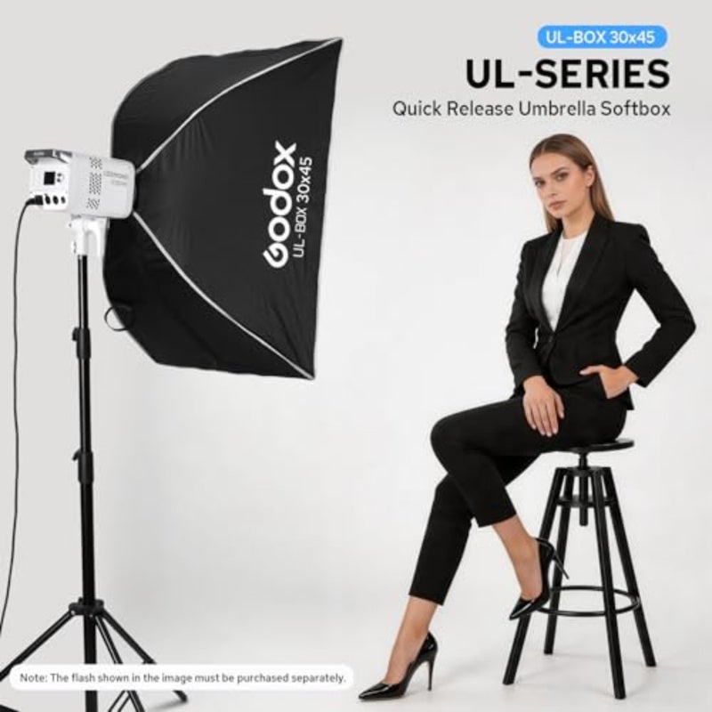 UL-Series Softbox مقاس 12 بوصة × 18 بوصة / 30 × 45 سم مستطيلة سريعة الإصدار مظلة سوفت بوكس ​​قابلة للطي معدل الضوء لتصوير المنتجات وإضاءة الطاولة - متوافق مع حامل بوينز - Image 2