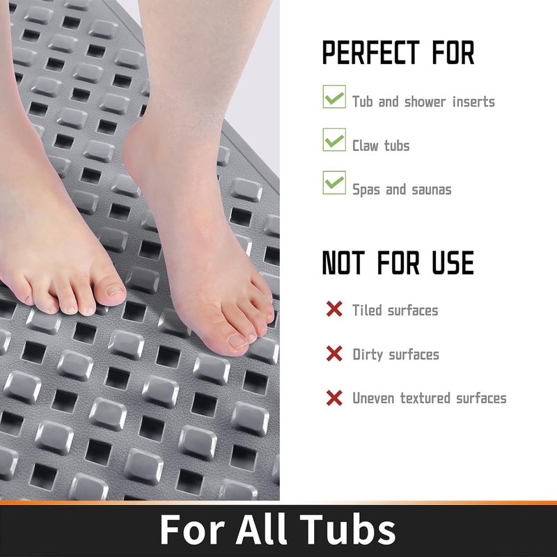 TAGPR Door mat Bathroom mats Anti Slip for Entrance Floor Foot Skid Bathtub Bath Shower Suction Cups (Grey 70x40cm) - Image 2
