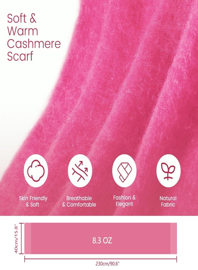 Premillow Women's Mohair Winter Scarf Pure Color, Warm Winter Scarf for Women and Men, Soft Luxurious Cashmere Feel Scarfs, Rose Red, One size - Image 2