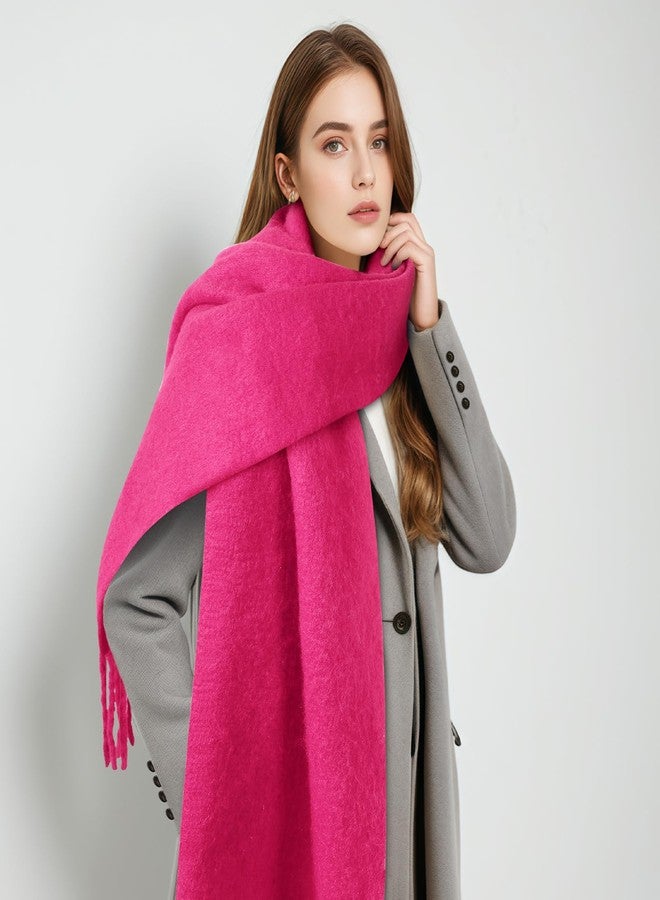 Premillow Women's Mohair Winter Scarf Pure Color, Warm Winter Scarf for Women and Men, Soft Luxurious Cashmere Feel Scarfs, Rose Red, One size - Image 5