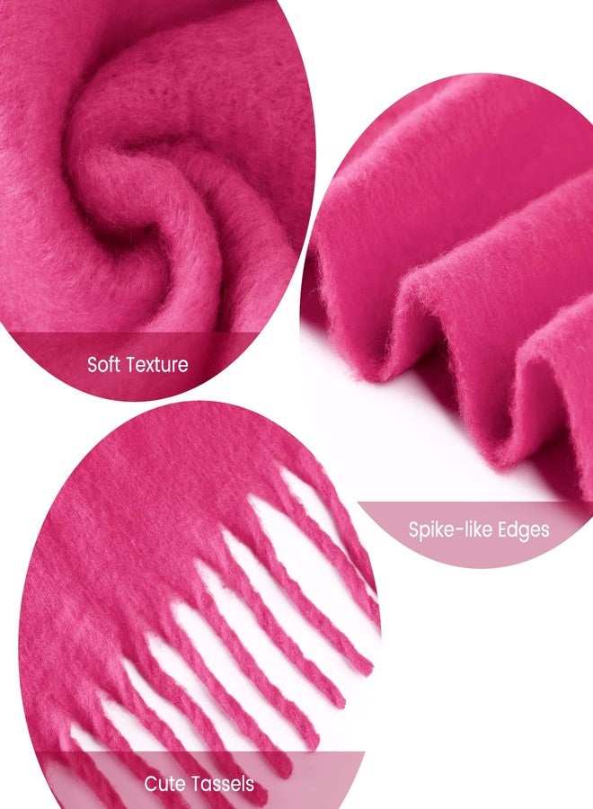 Premillow Women's Mohair Winter Scarf Pure Color, Warm Winter Scarf for Women and Men, Soft Luxurious Cashmere Feel Scarfs, Rose Red, One size - Image 3