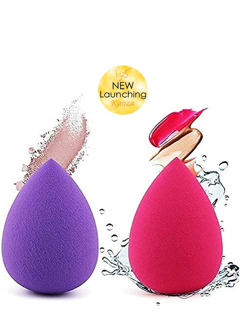 Kanza مجموعة إسفنجات مكياج متعددة الاستخدامات من كانزا - قطعتين باللونين الوردي والبنفسجي - Image 1