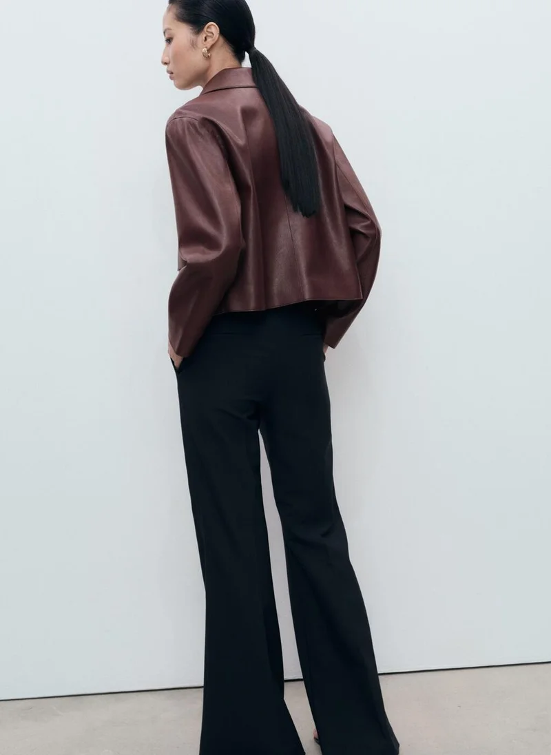 MANGO Leather-effect jacket with pockets