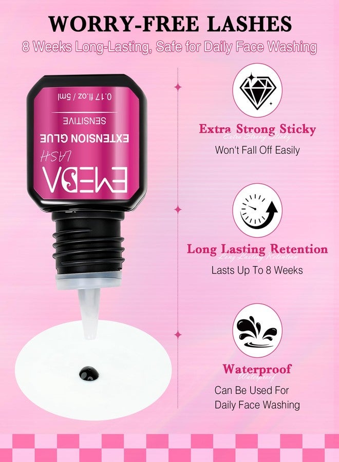 إيميدا غراء إيميدا لتطويل الرموش الحساسة، قوي للغاية، يدوم 8 أسابيع / وقت تجفيف ثانية واحدة، لاصق رموش مضاد للحساسية وخالٍ من الفورمالديهايد، غراء رموش أسود احترافي للاستخدام من قبل فنيي الرموش في الصالونات (حساس 5 مل) - Image 2