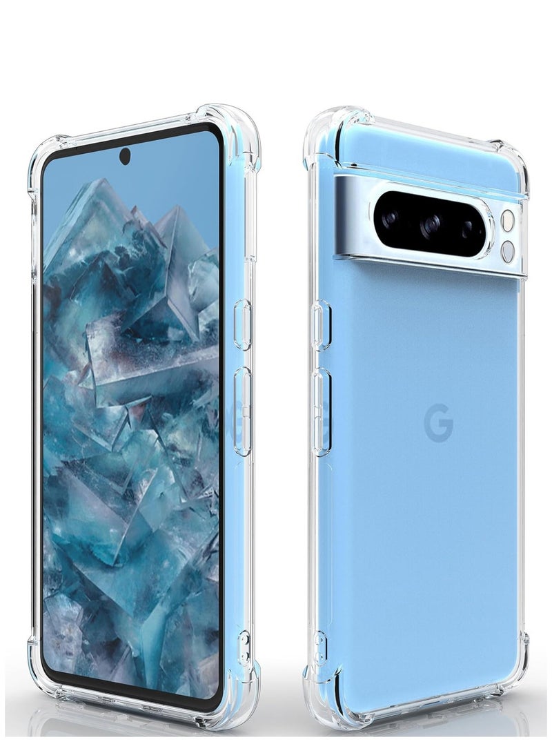 Techie Google Pixel 8 Pro TPU Bumper Corner Case with Camera Lens Protection Transparent Protective Back Cover - Image 1