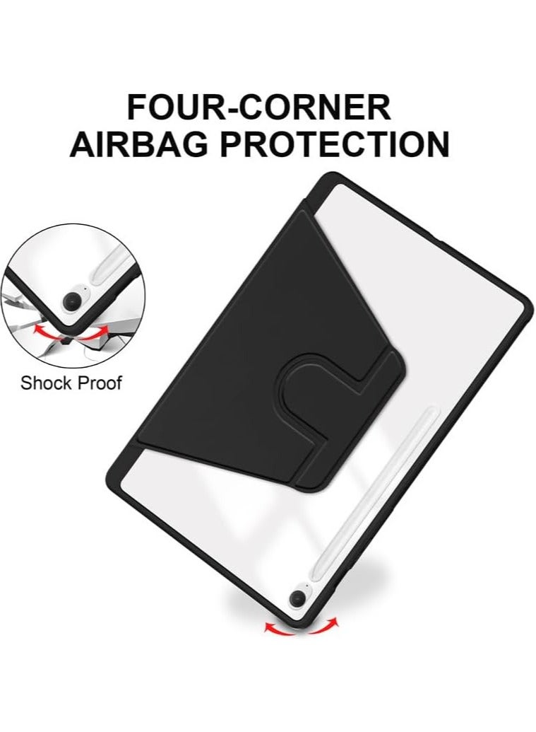 VKL Case Compatible with Samsung Galaxy Tab S10 FE Plus (2025), Built-in Pen Slot + Folding Stand, Transparent All-inclusive Drop Protection Cover (Black) - Image 5