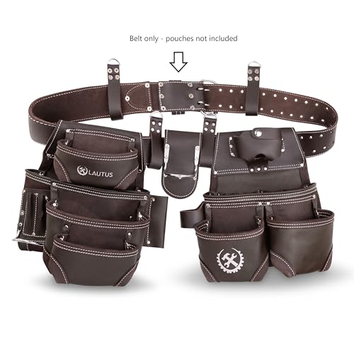 LAUTUS 2 1/2 Inch Heavy Duty Top Grain 100% Pure Leather Tool Belt For Construction, Farmers, Handyman Work Wide Belt | Extra Long 33 Inches to 56 Inches - Image 2