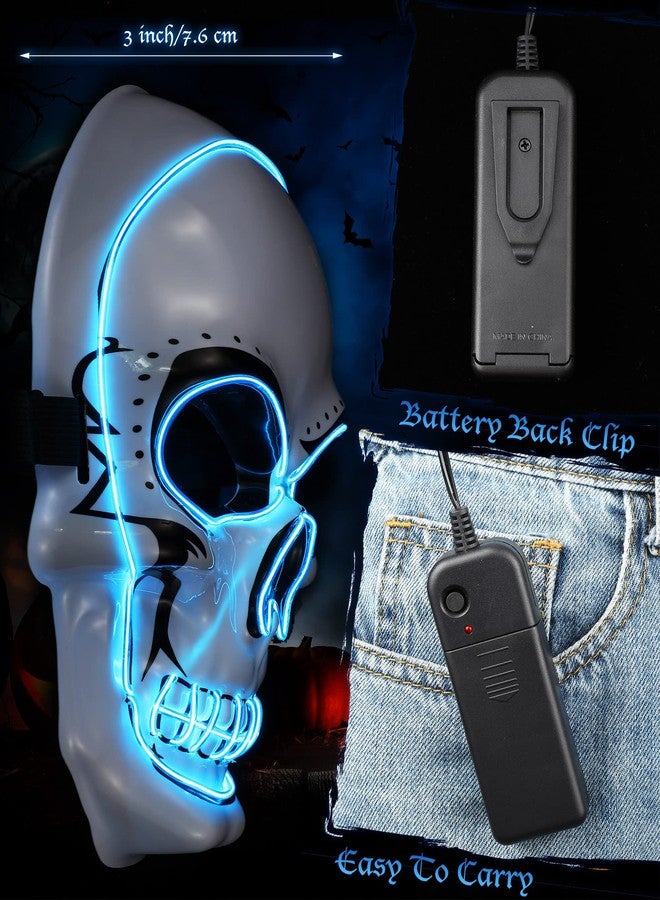 Vinsot 4 Pcs Halloween Mask LED Light up Scary Spooky Skull Cosplay Skeleton Mask for Costume Parties Supplies Favor(Orange,Purple,Green,Blue) - Image 3
