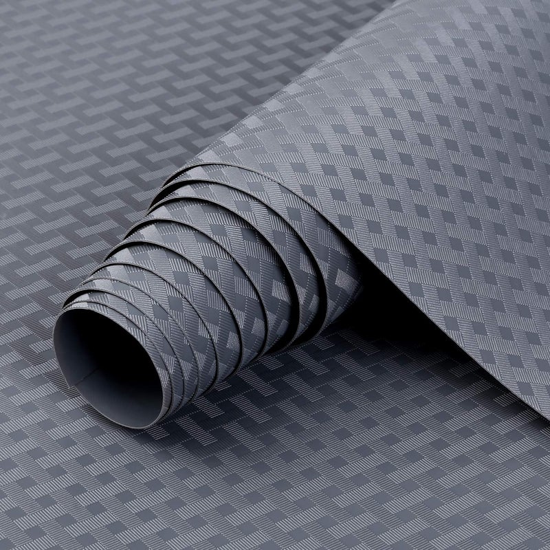 HooTown Shelf Liner Kitchen Cabinet Drawer Mats 236 Inch Wide x 3937 Inch Long Non Stick EVA Plastic Trimmable Pantry Closet Cupboard Drawer Mat Gray