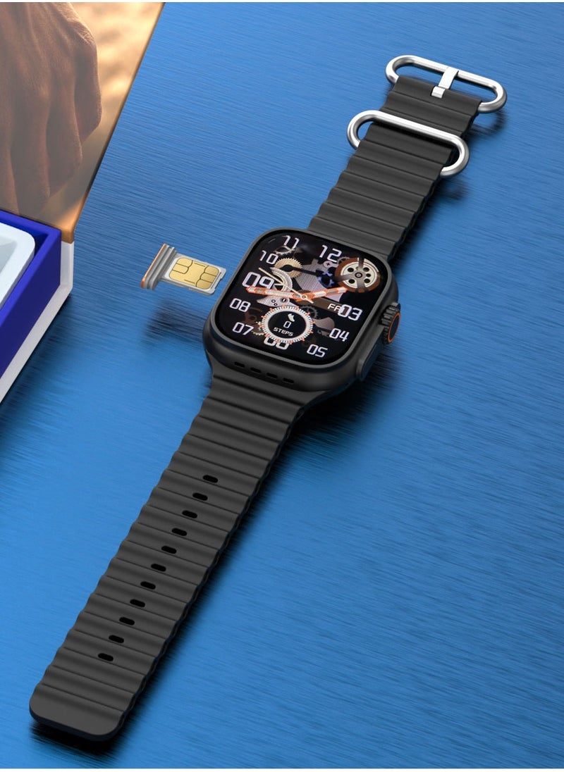 Oteeto - Oteeto TU94 2.2 Inch Full Screen Display 5G Android Smart Watch With Sim Slot 2 Pair Straps and Support Multiple Applications Designed for Ladies and Gents Black - Image 1