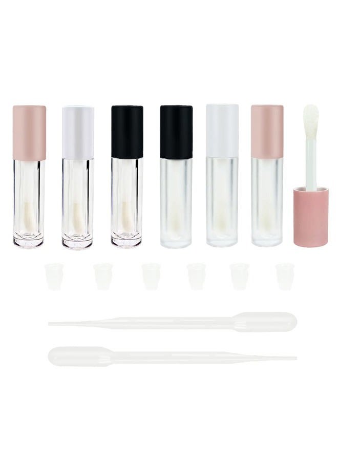 COSIDEA 24 قطعة أنبوب ملمع شفاه فارغ 5 مل أنبوب ملمع شفاه دائري وردي مع فرشاة كبيرة - Image 4