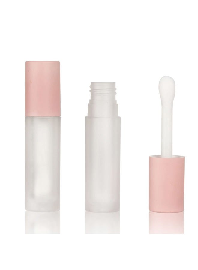 COSIDEA 24 قطعة أنبوب ملمع شفاه فارغ 5 مل أنبوب ملمع شفاه دائري وردي مع فرشاة كبيرة - Image 1