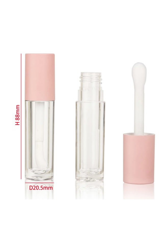 COSIDEA 24 قطعة أنبوب ملمع شفاه فارغ 5 مل أنبوب ملمع شفاه دائري وردي مع فرشاة كبيرة - Image 2