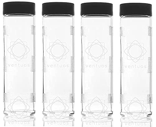 DCloud Hub DCloud Hub Glass Bottle for Water with LeakProof Airtight Black Plastic Lid for Juice Milk and Glass Drinking Fridge Bottles 1000mlSet of 4 - Image 1