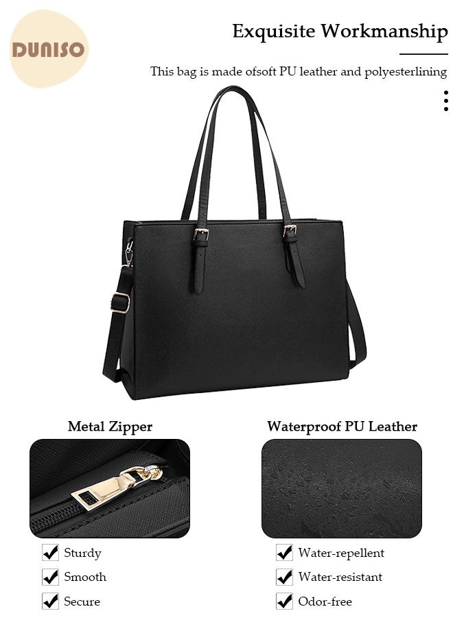 DUNISO Women Laptop Tote Bag 15.6 Inch Computer Tote Bag Purse Shoulder Bag, Computer Briefcase Shoulder Bag Casual Laptop Bag for Office, Shopping, Travel Daily Use  - Image 5