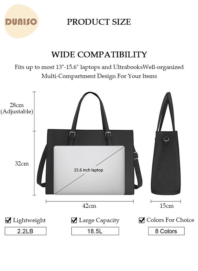 DUNISO Women Laptop Tote Bag 15.6 Inch Computer Tote Bag Purse Shoulder Bag, Computer Briefcase Shoulder Bag Casual Laptop Bag for Office, Shopping, Travel Daily Use  - Image 4