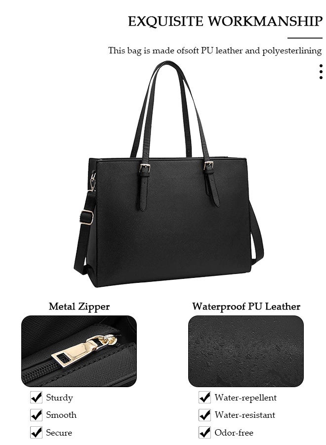 DUNISO حقيبة كمبيوتر محمول نسائية مقاس 15.6 بوصة، حقيبة كمبيوتر محمولة، حقيبة كتف، حقيبة كمبيوتر محمول كاجوال للمكتب والتسوق والسفر والاستخدام اليومي - Image 4