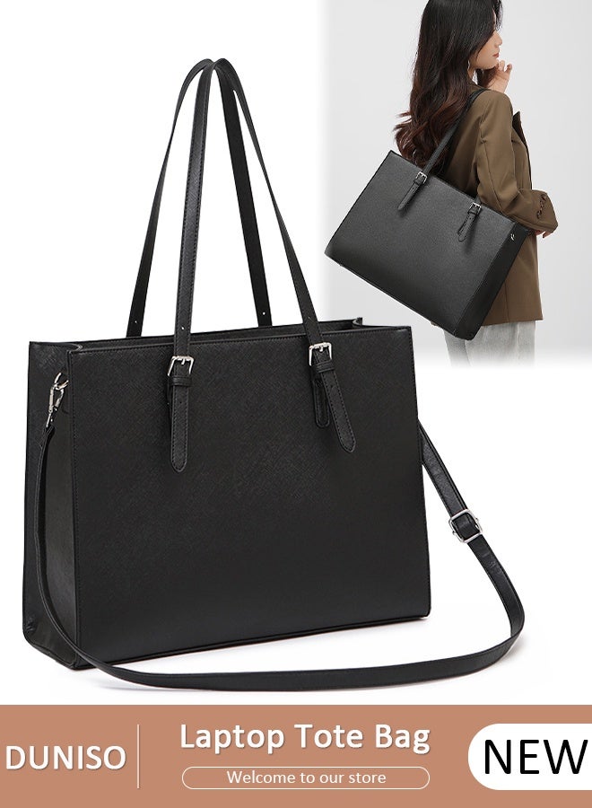 DUNISO حقيبة كمبيوتر محمول نسائية مقاس 15.6 بوصة، حقيبة كمبيوتر محمولة، حقيبة كتف، حقيبة كمبيوتر محمول كاجوال للمكتب والتسوق والسفر والاستخدام اليومي - Image 1