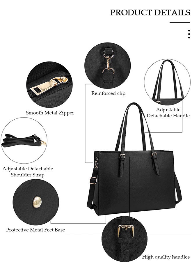 DUNISO حقيبة كمبيوتر محمول نسائية مقاس 15.6 بوصة، حقيبة كمبيوتر محمولة، حقيبة كتف، حقيبة كمبيوتر محمول كاجوال للمكتب والتسوق والسفر والاستخدام اليومي - Image 3