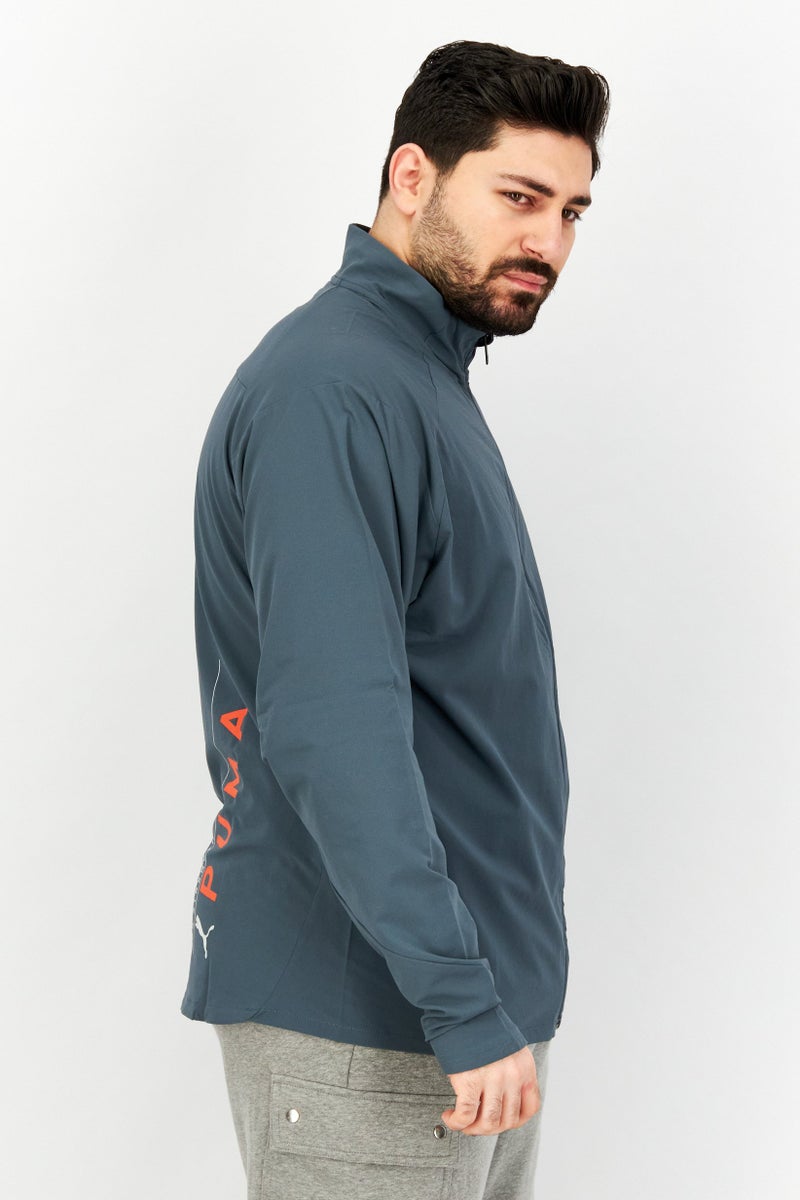 PUMA Men Sportswear Fit Long Sleeve Brand Logo Running Jackets, Grey Combo  - Image 2