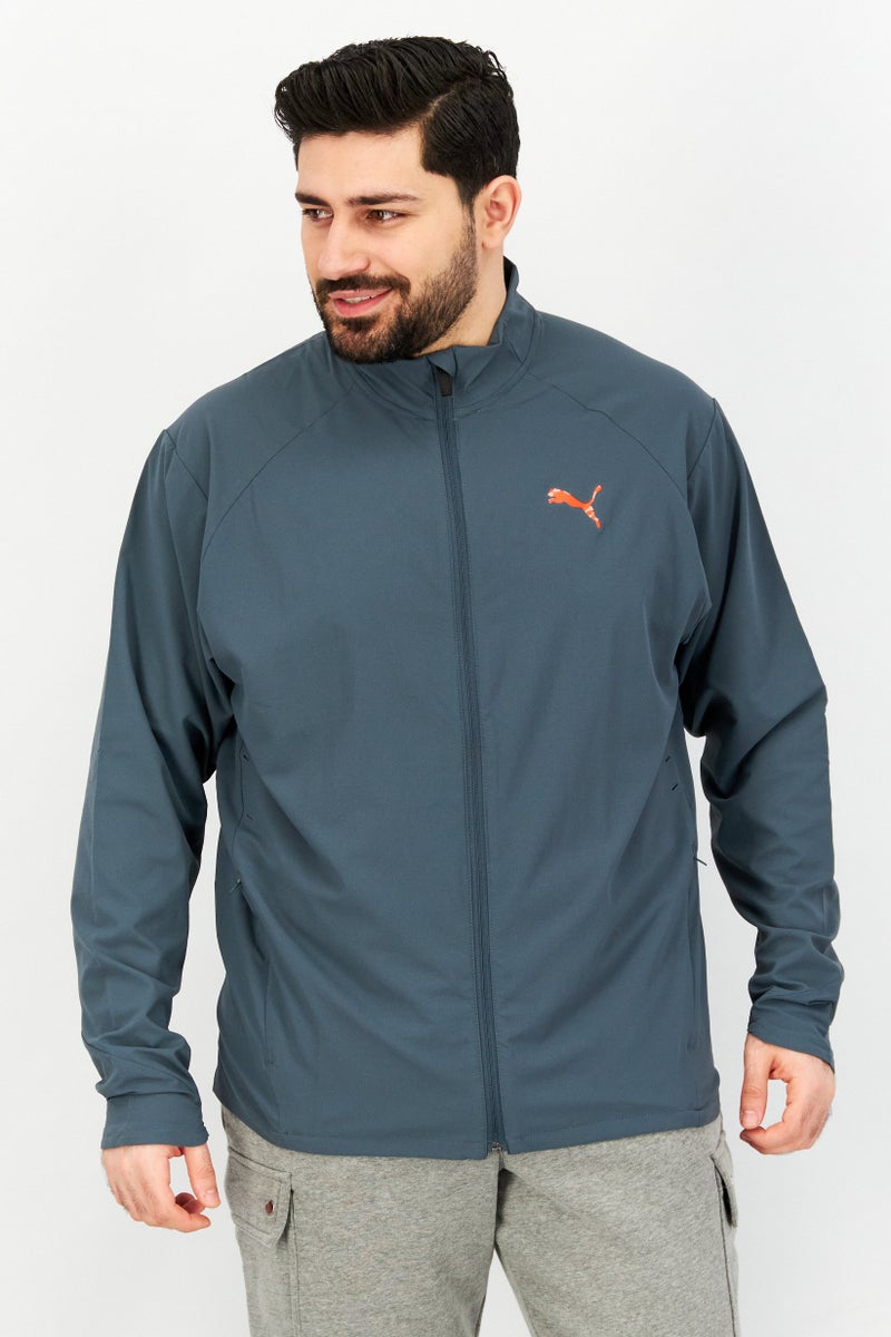 PUMA Men Sportswear Fit Long Sleeve Brand Logo Running Jackets, Grey Combo  - Image 1