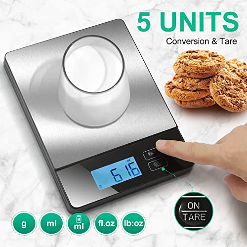 URAMAZ Smart Food Scales for Kitchen, Stainless Steel Digital Food Scale Grams and Ounces with Nutritional Calculator App, Food Weight Scale for Weight Loss, Calorie, Diet, Meal Prep 0.1oz / 11lb - Image 4