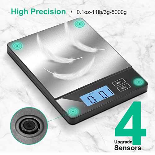 URAMAZ Smart Food Scales for Kitchen, Stainless Steel Digital Food Scale Grams and Ounces with Nutritional Calculator App, Food Weight Scale for Weight Loss, Calorie, Diet, Meal Prep 0.1oz / 11lb - Image 5