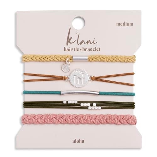 K'lani Hair Tie Bracelets for Women - Elastic Hair Bands That Double as Stylish Jewelry - Aloha - Large - Image 1