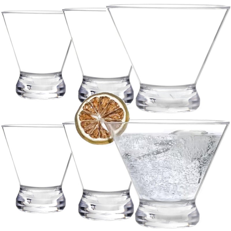 Youngever Youngever 6 Pack Plastic Martini Glasses 8 Ounce Shatterproof Martini Cups Stemless Martini Glasses 