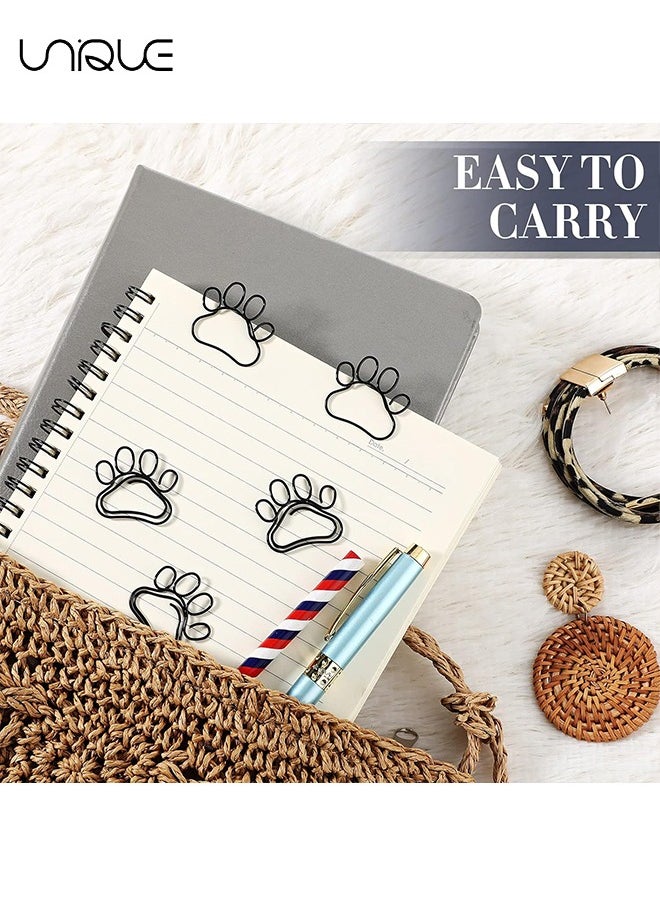 50 Pcs Cat Paw Paper Clips - Fun Paperclips Animal Bookmark for Work School Kids Students Teachers Office Supplies (Black)
