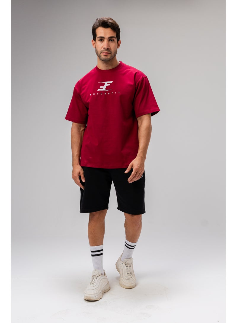 فيوتشر تي شيرت رجالي أساسي بأكمام نصفية، نمط كاجوال بتصميم بسيط، أحمر، مقاس XXL - Image 3