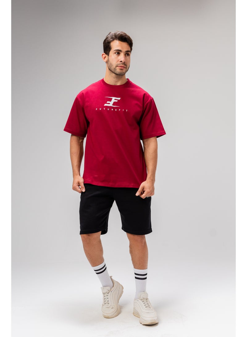 فيوتشر تي شيرت رجالي أساسي بأكمام نصفية، نمط كاجوال بتصميم بسيط، أحمر، مقاس XXL - Image 4