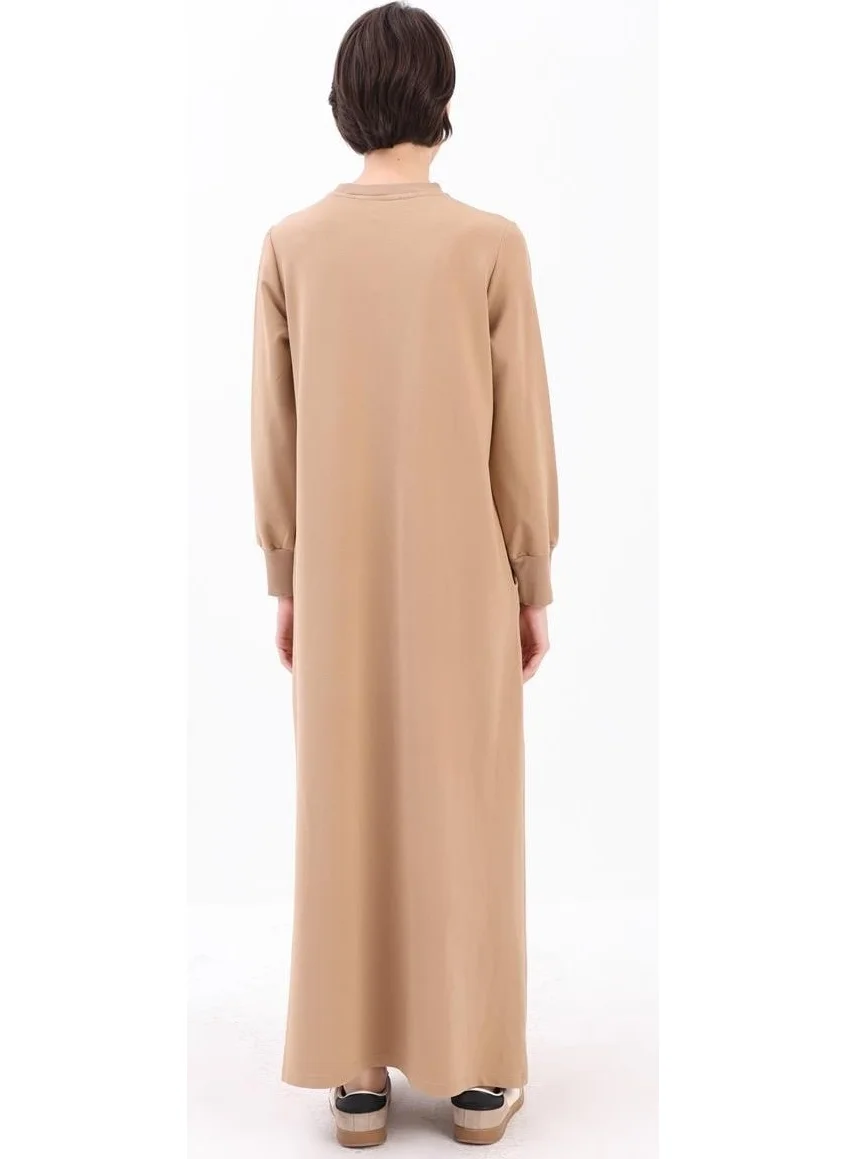 Allday Beige-Pocketed Knitted Dress