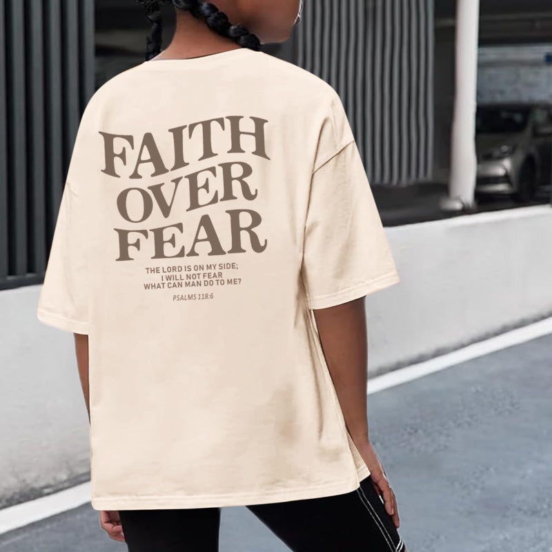 Lubpow Faith Over Fear Shirt Christian Jesus Tshirts for Girls Religious Inspirational Tees Bible Verse Tops for Kids 3-12(Apricot1,140) - Image 4