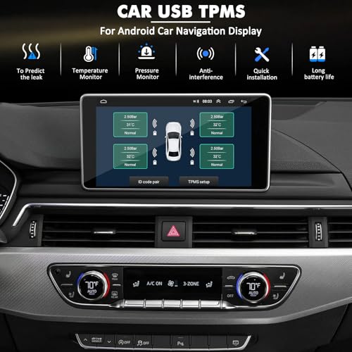 Avutrel Tire Pressure Monitoring System Android TPMS for Android Navigation with 4 External Sensors USB TPMS for Trucks Campers Trailers SUV RV MPV 0-116Psi - Image 3