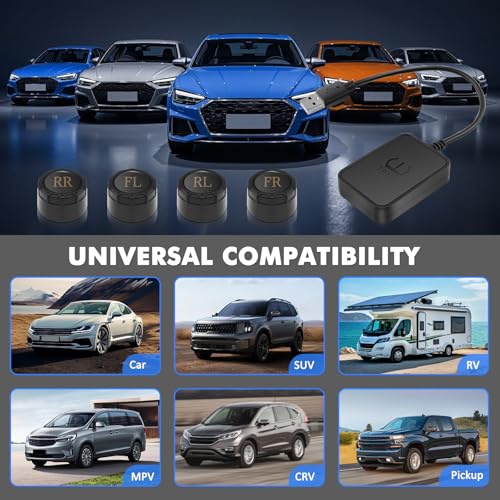 Avutrel Tire Pressure Monitoring System Android TPMS for Android Navigation with 4 External Sensors USB TPMS for Trucks Campers Trailers SUV RV MPV 0-116Psi - Image 5