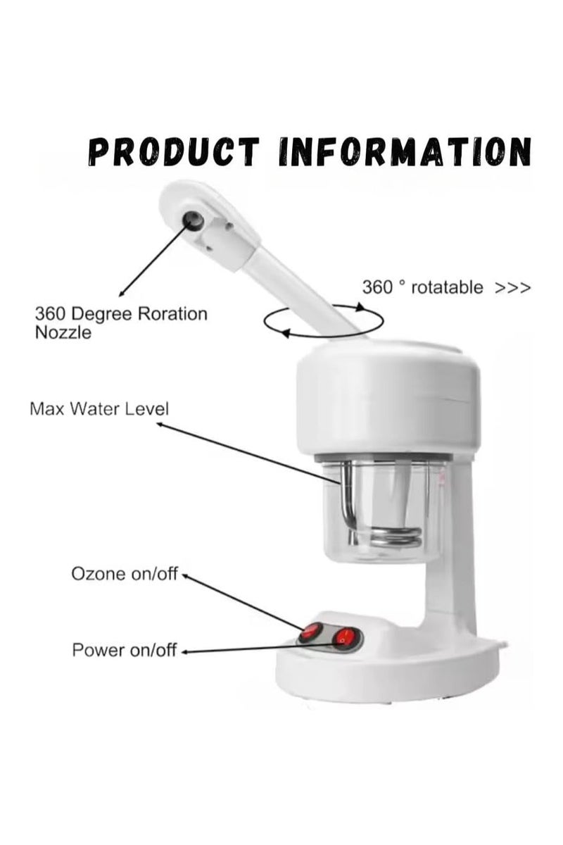 التداول الإلكتروني SD جهاز بخار الوجه SD، جهاز بخار الوجه المحمول 3 في 1 بالأوزون، جهاز بخار الوجه الأيوني النانوي مع ذراع دوارة 360 درجة قابلة للتمديد، جهاز بخار الوجه المحمول للعناية الشخصية في المنزل أو الصالون - Image 3
