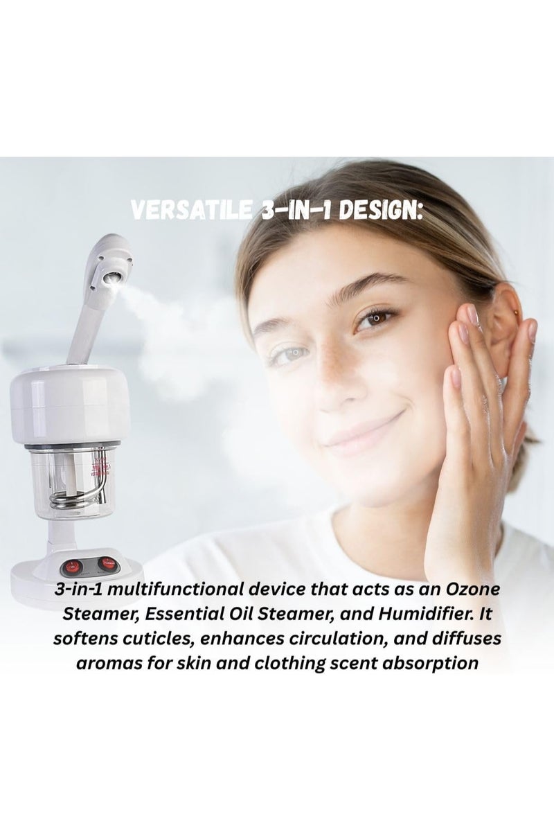 التداول الإلكتروني SD جهاز بخار الوجه SD، جهاز بخار الوجه المحمول 3 في 1 بالأوزون، جهاز بخار الوجه الأيوني النانوي مع ذراع دوارة 360 درجة قابلة للتمديد، جهاز بخار الوجه المحمول للعناية الشخصية في المنزل أو الصالون - Image 5